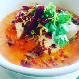 ต้มยำหัวปลีกุ้งสด