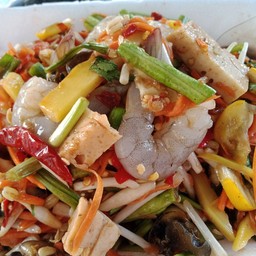 ตำเกาเหลากุ้งสด