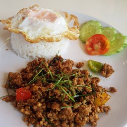 คั่วกลิ้งหมูสับ+ไข่ดาวราดข้าว