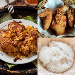 ข้าวเหนียว+ไก่ทอด+ปีกทอด (สูตรหาดใหญ่)