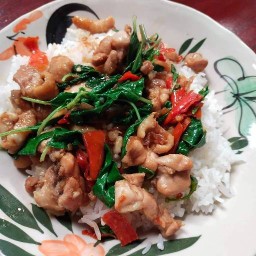 ผัดกระเพราพริกแห้ง จัดจ้านสะใจ 😊
