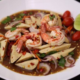 ยำหมูยอ+กุ้งสุก
