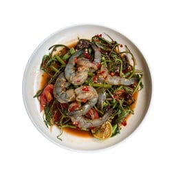 ตำกระเฉดกุ้งสด