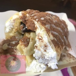 ผงโอวัลตินและบราวนี่ราดนมข้น+กล้วยและเยลลี่แดงราดนมข้น