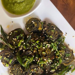Spinach Patra (vegan, gluten free)