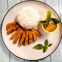 ข้าวไก่กรอบซอสเขียวหวาน
