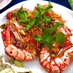 กุ้งลายเสือคั่วพริกกระเทียม.