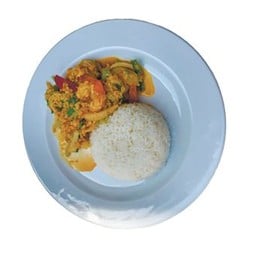 ข้าวกุ้งผัดผงกะหรี่ Stir-Fried Prawn in Curry Powder