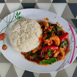 ข้าว + ผัดพริกแกงถั่ว