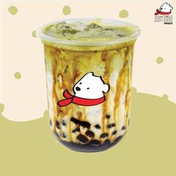 Brown Sugar Green Tea Matcha Latte with Boba Pearls