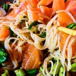 Salmon Spicy Rice Noodle Salad
