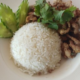 ข้าวราดทอดกระเทียม