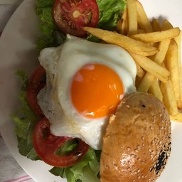 Pork, Cheese, Egg Burger+French Fried