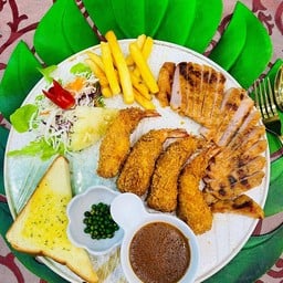 สเต็กหมูสันนอก+ สเต็กกุ้งกรอบ ลด 10% ส่งฟรี