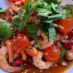 ยำแซ่บกุ้งสุกแดงเค็ม
