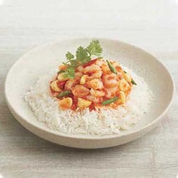 ข้าวหน้ากุ้งผัดพริกขี้หนู