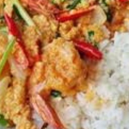 ผงกระหรี่กุ้งราดข้าว