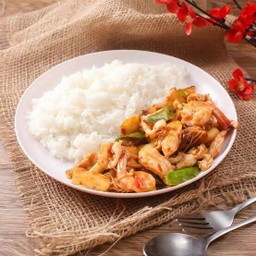 ข้าวราด ผัดต้มยำแห้ง