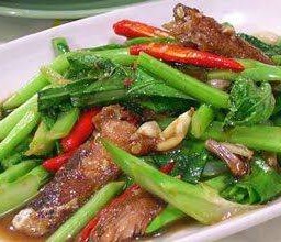 ข้าวราดผัดคะน้าปลาเค็ม