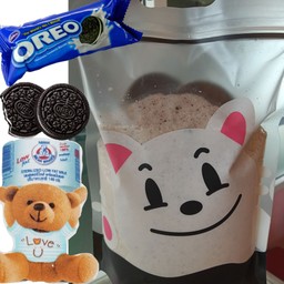 นมหมีปั่นโอริโอ้ถุงหมี