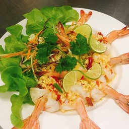 กุ้งนึ่งมะนาว