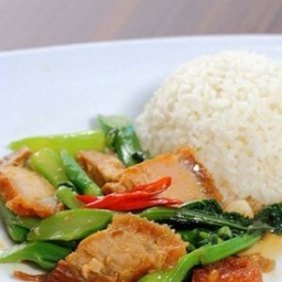 [Syตามสั่ง]ข้าวคะน้าหมูกรอบ