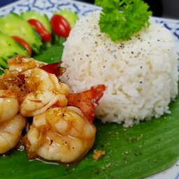 ข้าวกุ้งกระเทียม