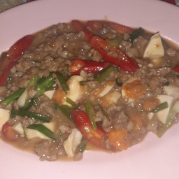 ผัดหมูสับไข่เค็ม