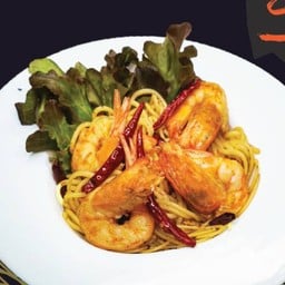 สปาเก็ตตี้กุ้งผัดพริกแห้ง
