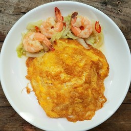 ข้าว กุ้งผัดผักกาดขาว