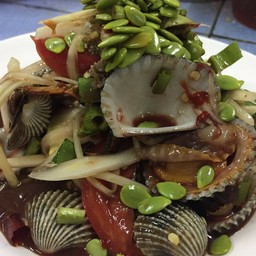 ตําหอยแครงกุ้งสด