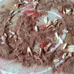 แป้งวนิลา แยมสตรอเบอรี่+อัลมอนด์+ผงโอวัลติน