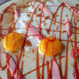 แป้งวนิลา ไข่ไก่2ฟอง +ไส้กรอก