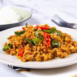 ข้าวราดคั่วกลิ้งหมูสับ