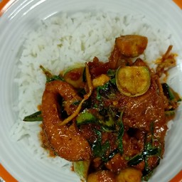 [อร่อยซ่ากับโค้ก] ผัดเผ็ดปลาดุก  ราดข้าว +  โค้ก ออริจินัล (กระป๋อง) 