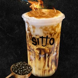 นมสดบราวชูก้าร์พ่นไฟ