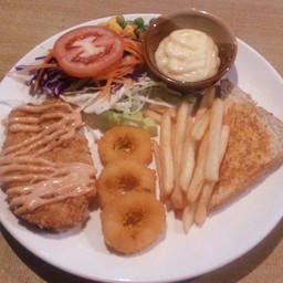 สเต็กไก่กรอบ+ฟิชริง
