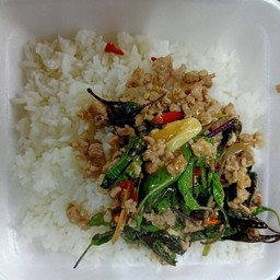 [อร่อยซ่ากับโค้ก] กระเพราหมูราดข้าว +  โค้ก ออริจินัล (กระป๋อง) 