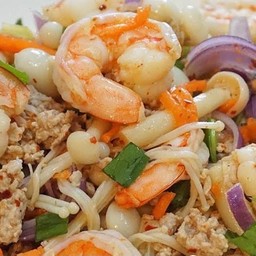 ลาบเห็ดใส่กุ้ง