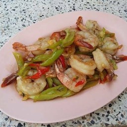 ผัดพริกหยวกกุ้ง - ราดข้าว