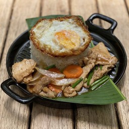 Rice with pork in Oyster Sauce - ข้าวราดหมูหมักน้ำมันหอย