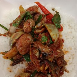 ข้าวผัดเผ็ดกบ
