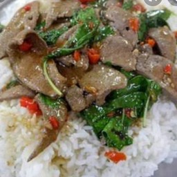 ข้าวกระเพราตับหมู