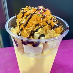 นมสดกล้วย-ปังเย็น(แก้วถัง)ท๊อปปิ้งฟรี2อย่าง