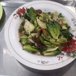 ผัดแขนง ผักบุ้ง ผัดเชดมีหมุกรอบ ปลาเค็มโปรดระบุ