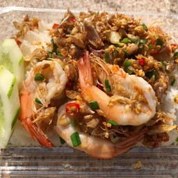 กุ้งคั่วพริกเกลือ กับข้าว