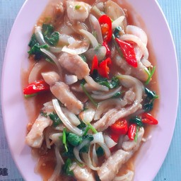 เนื้อปลาผัดคื่นช่าย