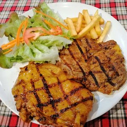สเต๊กหมูเฮริบแอนกาลิคพอร์ค+สเต๊กหมูพริกไทดำแสนอร่อย