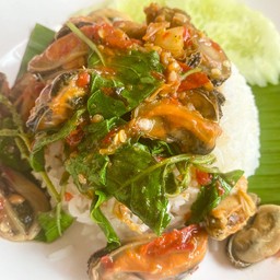 ข้าวดระเพราหอยแมลงภู่