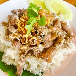 ข้าวหมึกกะตอยทอดกระเทียม